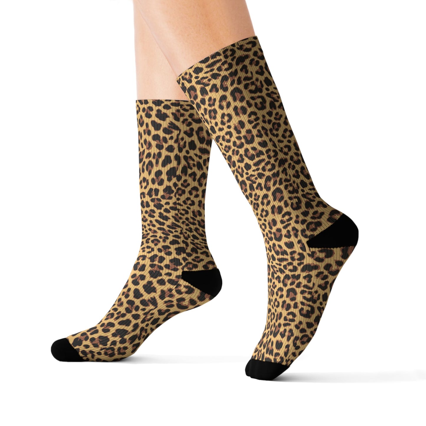 Leopard Print Socks - Womens Cheetah Animal Print Socks - Small, Medium, Large Soft Socks, Ladies Novelty Footwear
