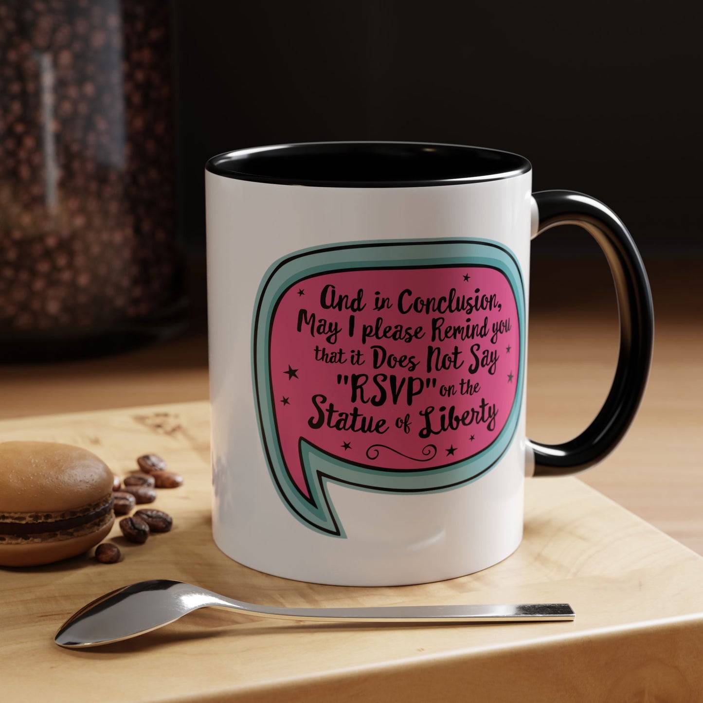 RSVP Statue of Liberty Quote Mug | Funny Political Accent Coffee Mugs 11oz, Anti-ICE Human Rights Immigrants