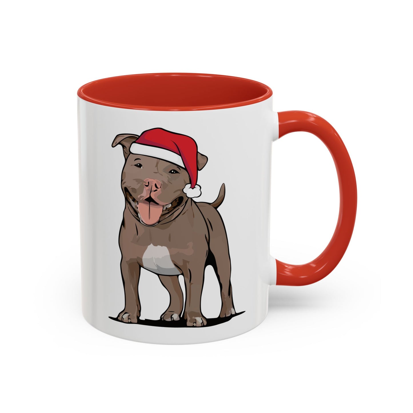 Christmas Pitbull Dog Coffee Mug, Santa Pit Bull Terrier Dogs Mugs, Xmas Holiday Gift for Pet Owner, Ceramic Tea Cup Drinkware