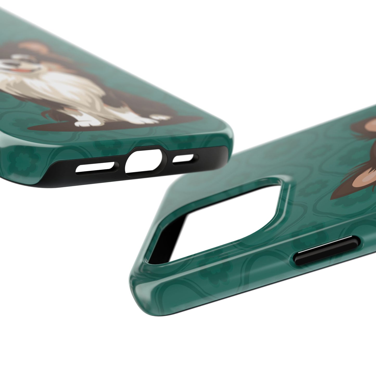 Long Haired Chihuahua Dog Phone Case, Tough Phone Cases Pet Dogs Teal Pattern