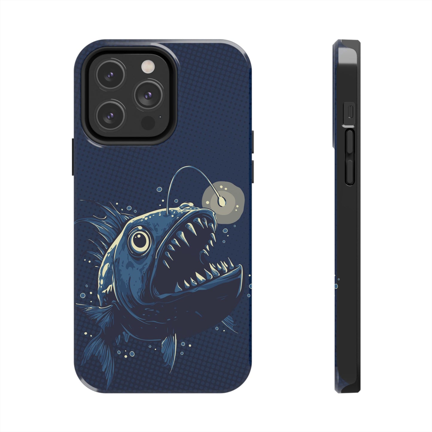 Deep Sea Anglerfish Cell Phone Case, Angler Fish Nautical Dark Ocean Marine Life Tough Phone Cases