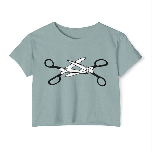 Scissors Crop Top, Womens LGBTQIA Summer Pride Festival Cropped Tee, Funny Lesbian Gay Queer Apparel Scissors