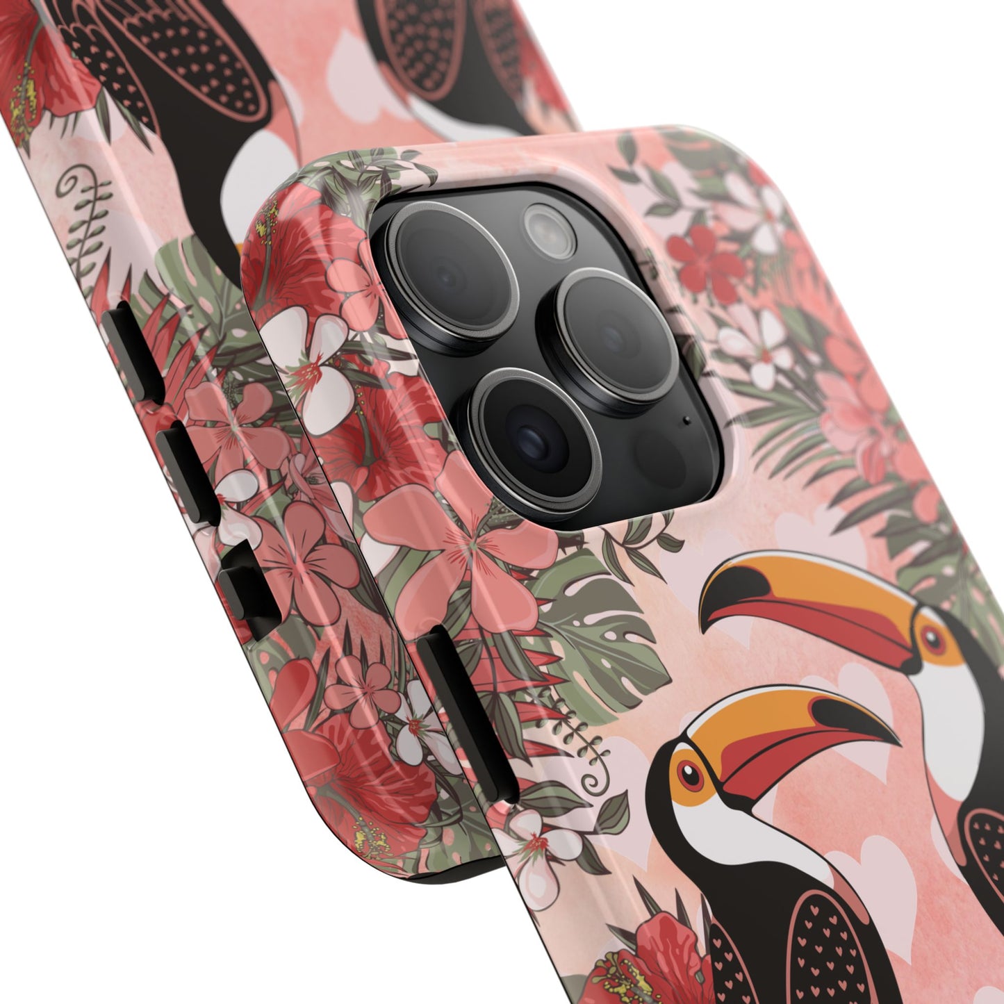 Toucan Tropical Love Birds Phone Case | Tropic Toucans Floral Hearts Art Cell Phone Cases