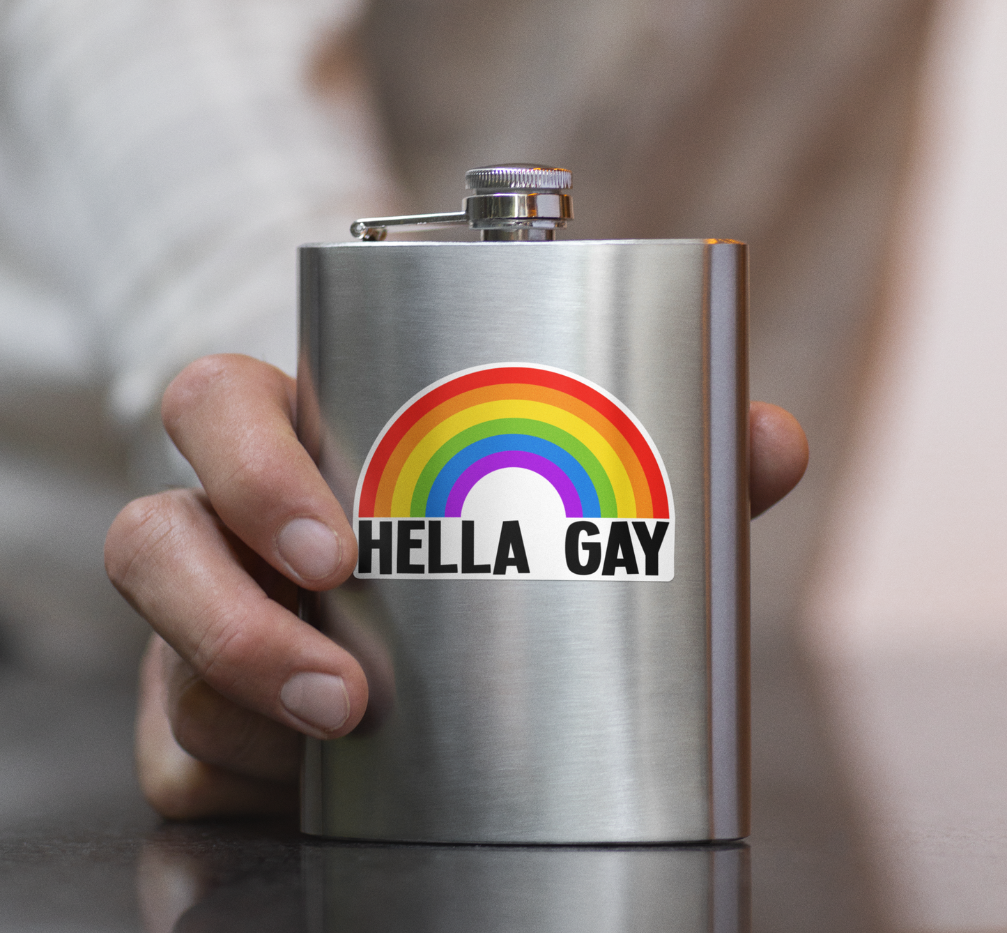 Hella Gay Rainbow Vinyl Sticker - 3" Pride Month Rainbows LGBTQIA+ Decals for Equal Rights, Activism, Waterproof Outdoor Stickers