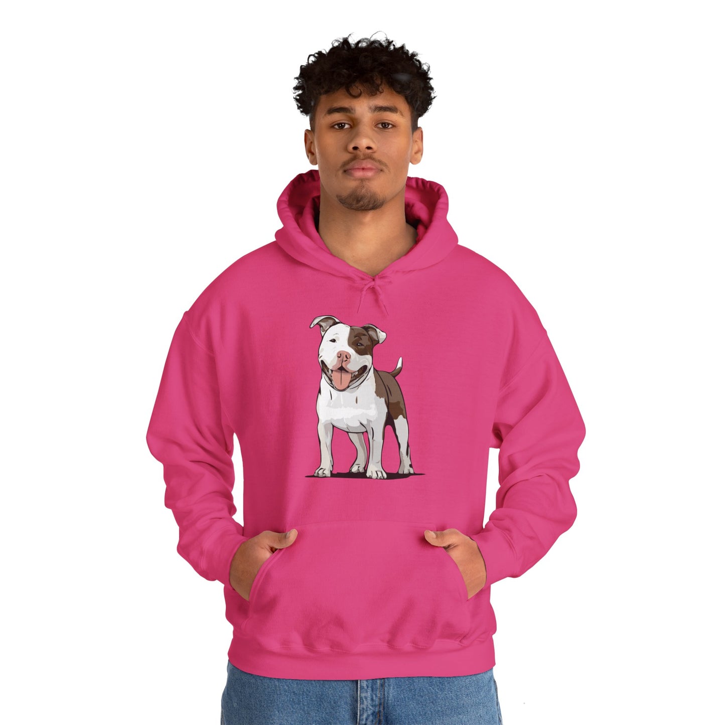 Ollie Dog Pulliver Hoodie Unisex Heavy Blend Hooded Sweatshirt with Pit Bull Dog Pet Design