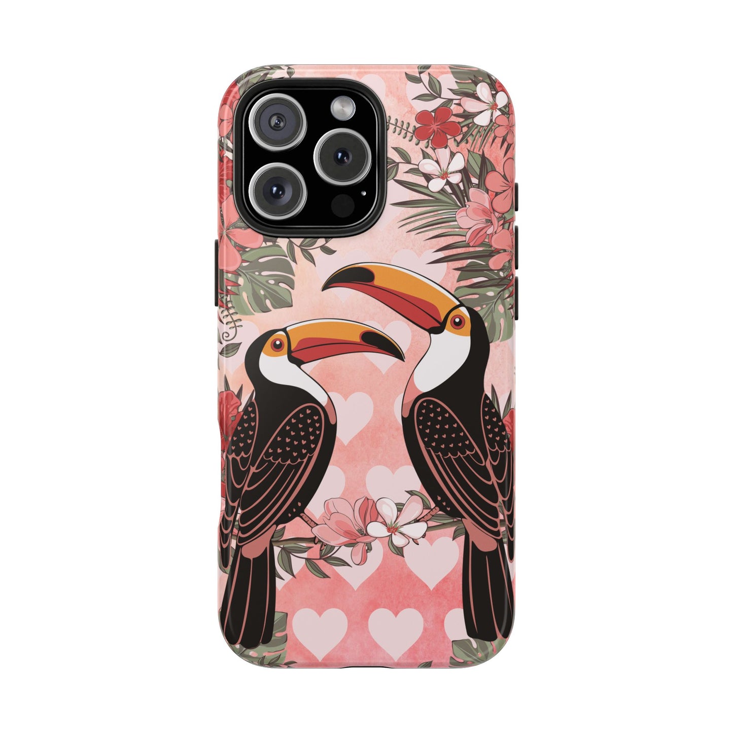 Toucan Tropical Love Birds Phone Case | Tropic Toucans Floral Hearts Art Cell Phone Cases