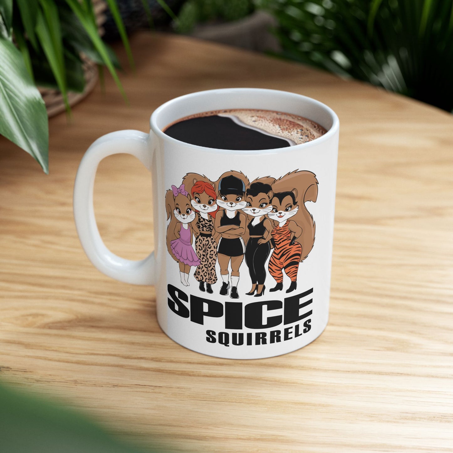 Spice Squirrels 11oz Ceramic Coffee Tea Mug with 90's Pop Music Parody with Squirrels - Gifts Ideas, 11 Ounce Coffee Cups & Mugs