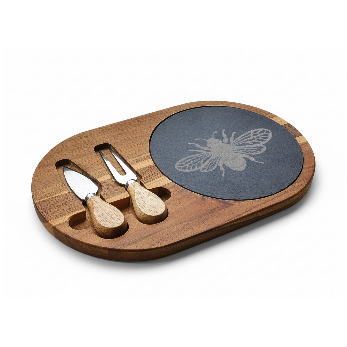 Bee Charcuterie Board, Engraved Cheese Platter, Unique Gift for Food Lovers, Housewarming Gifts, Nature Kitchen Decor Bees Design