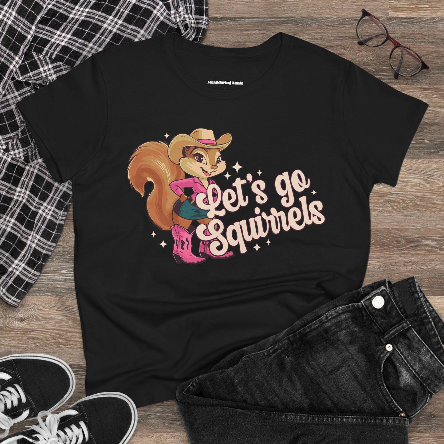 Let's Go Squirrels Ladies T-shirt - Women's Midweight Cotton Tee - Funny Parody Squirrel Print