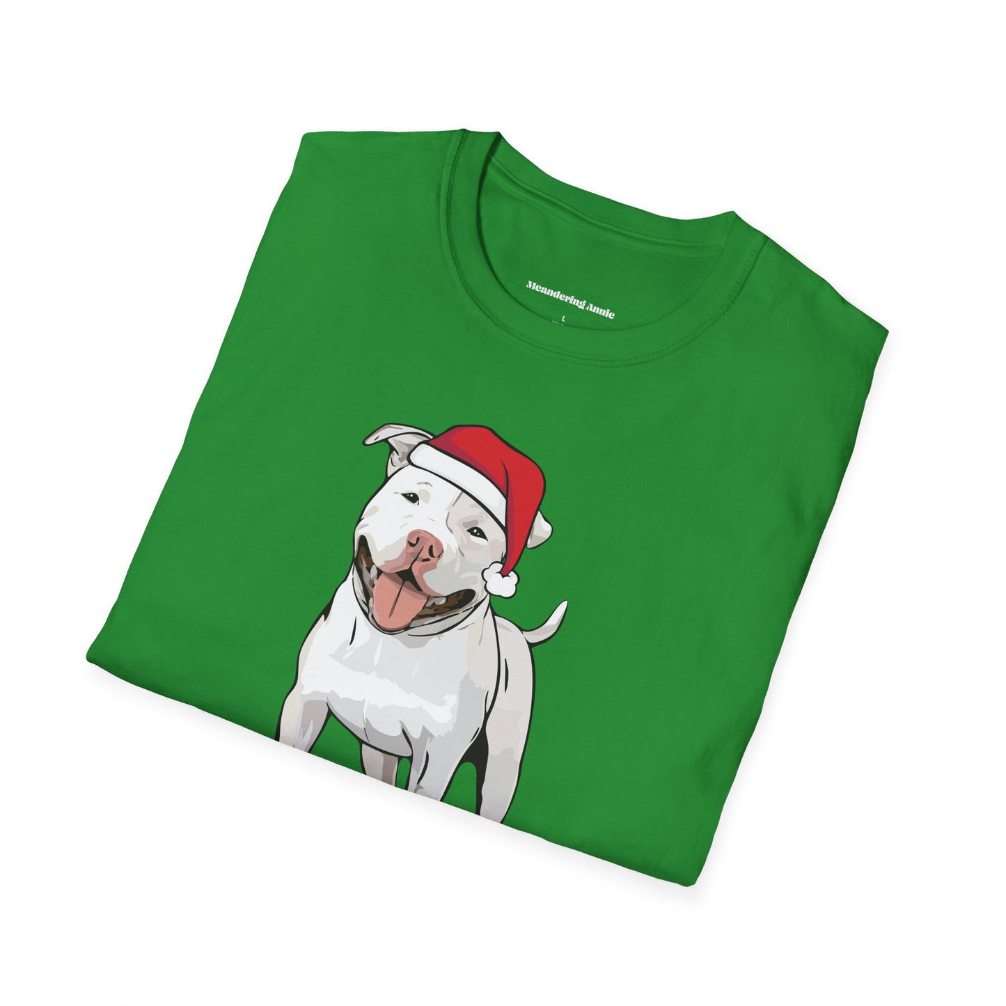 Santa Pitbull Dog Christmas T-Shirt, Holiday Pit Bull Terrier Dogs Pet Lover Gift, Xmas Puppy Shirt, Mens Womens Unisex Seasonal Tee