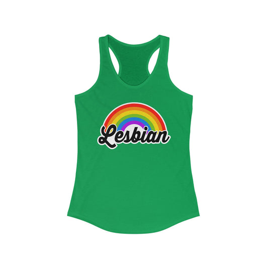 Lesbian Rainbow Tank Top, Pride Festival Tank - LGBTQIA+ Parade, Queer Summer Wear, Sleeveless Racerback Tank Tops