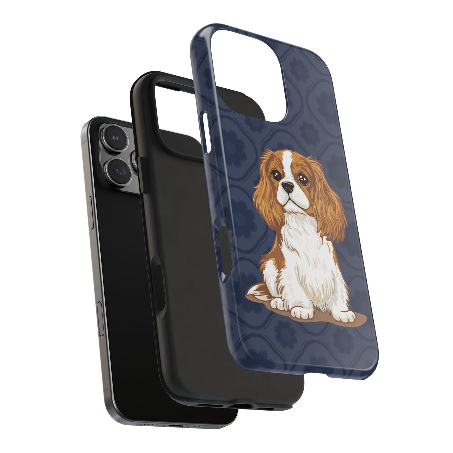 Cavalier King Charles Spaniel Dog Phone Case, Tough Phone Cases Pet Dogs Blue Pattern