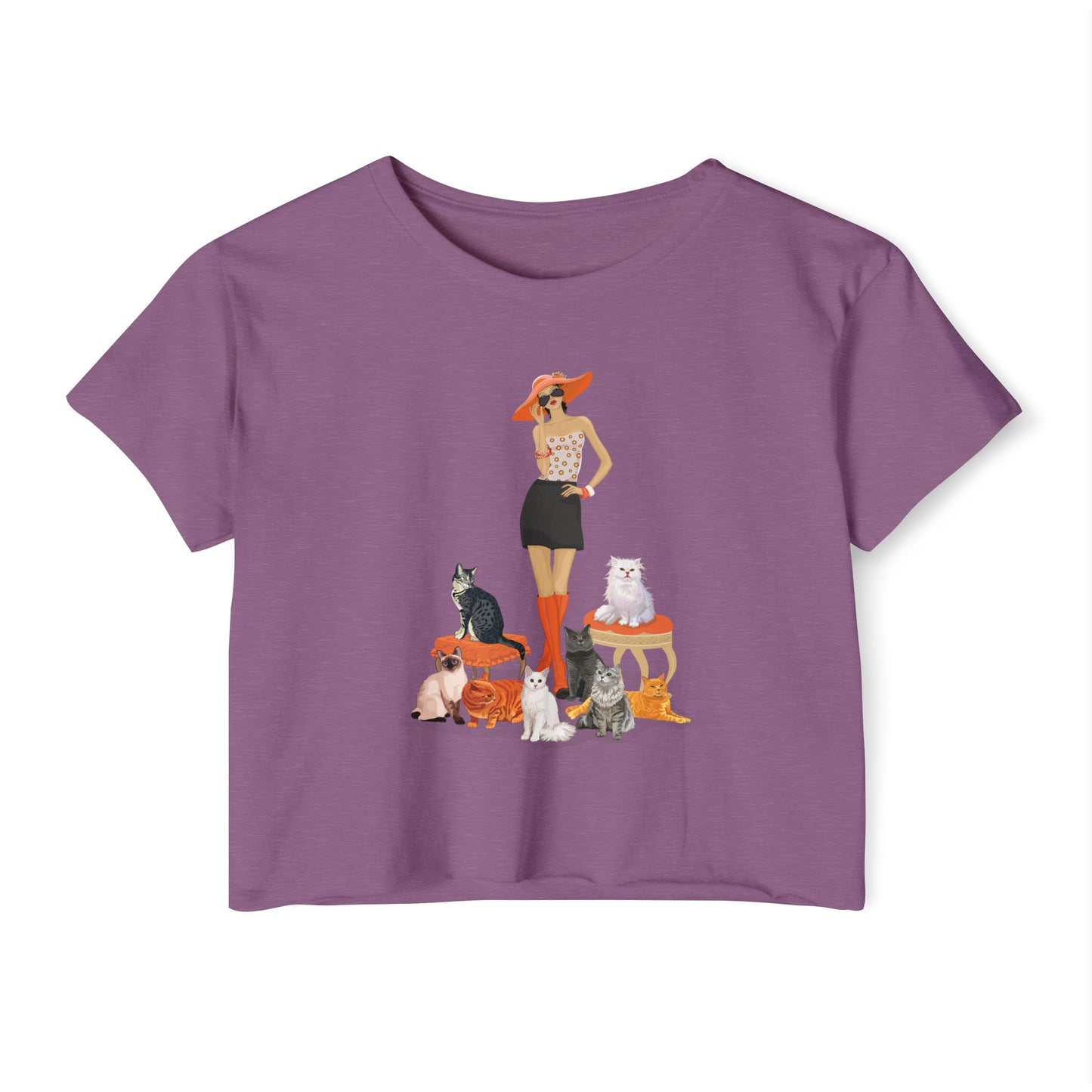 Childless Cat Lady Cropped T-shirt Women's Festival Crop Top - Crazy Cat Ladies Crop Tee, Child-free Short Sleeve Tops