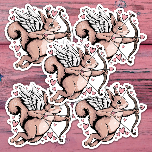 2" Cupid Squirrel Sticker - Waterproof, Fade-Resistant Decal Stickers Valentine's Day Love Hearts