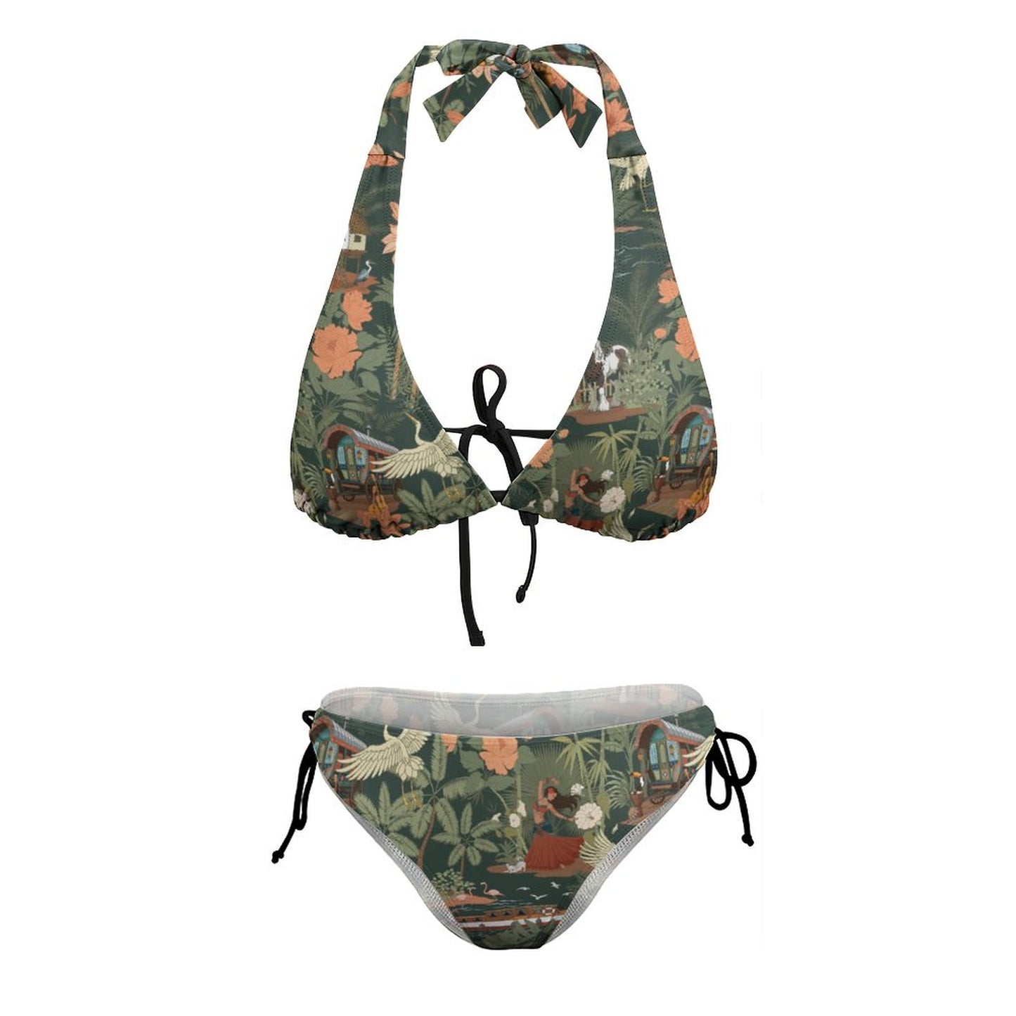 Tropical Nomad Bikini - Women's Two Piece Halter Swimsuit Floral Island Print