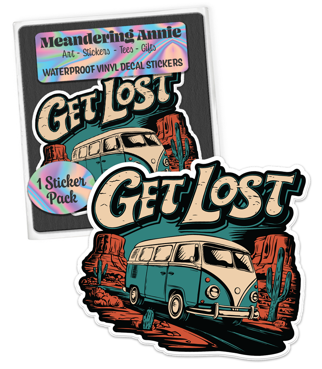3.5" Get Lost Vanlife Roadtrip Sticker - Waterproof Nomad Vintage Van Decal Stickers