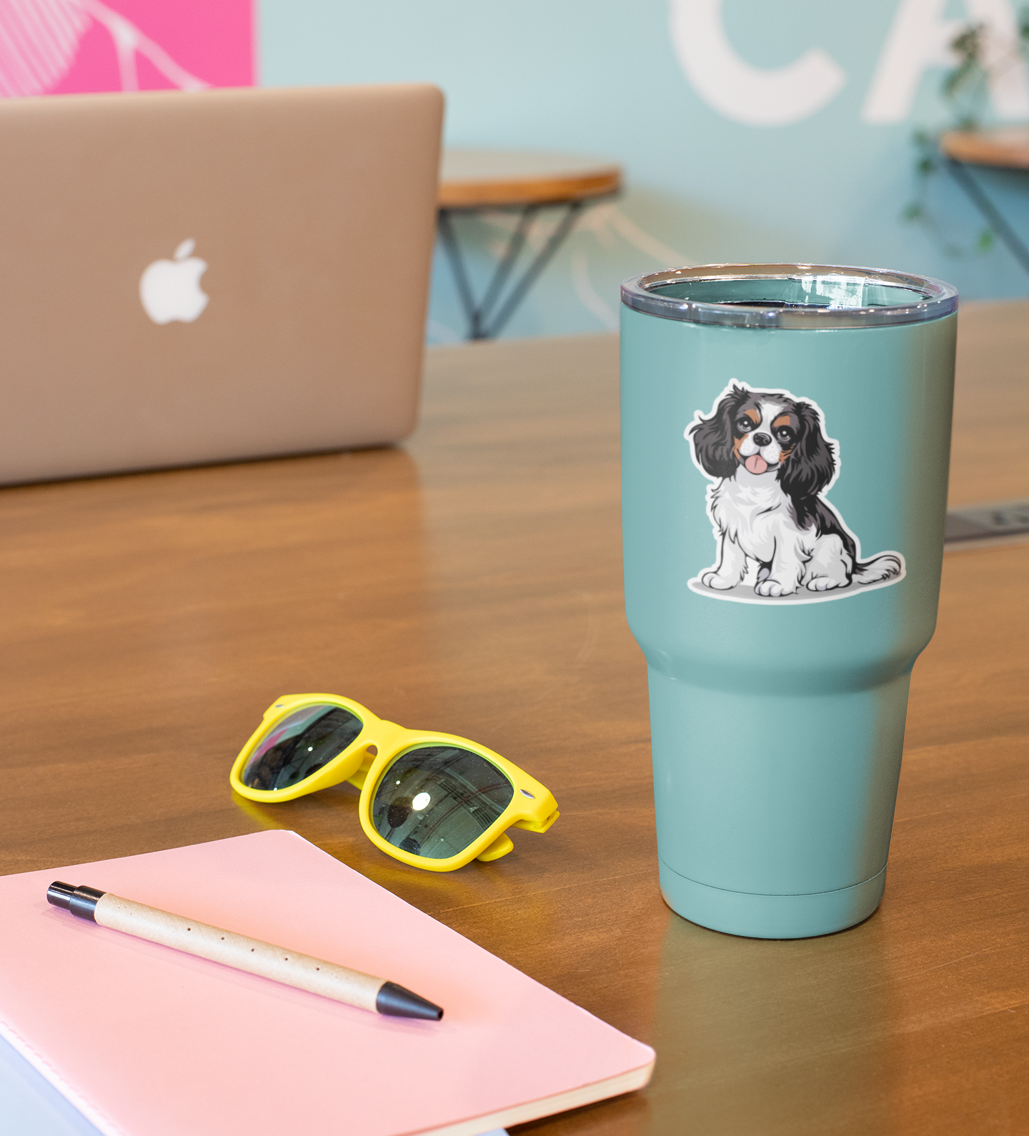 3.5" Tricolor Cavalier King Charles Spaniel Dog Sticker - Black, Brown, & White Cavaliers Puppy Dogs Vinyl Decal Stickers Waterproof Decals