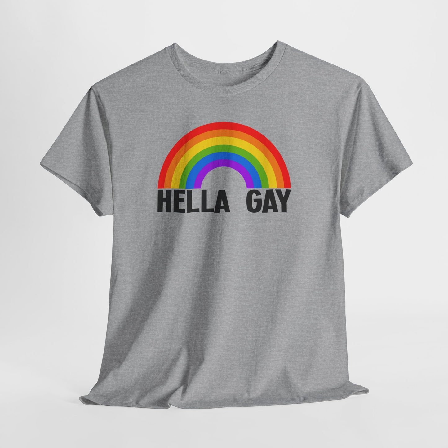 Hella Gay Rainbow Pride T-shirt Unisex Heavy Cotton Tee LGBTQIA+ Mens Womens Cotton Tee