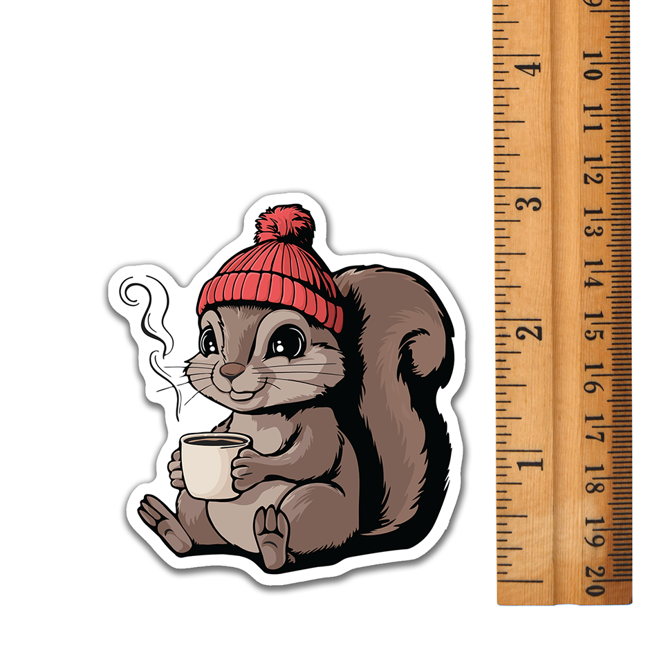 Cozy Squirrel Sticker - 3" Waterproof Decal Stickers Autumn Fall Squirrels