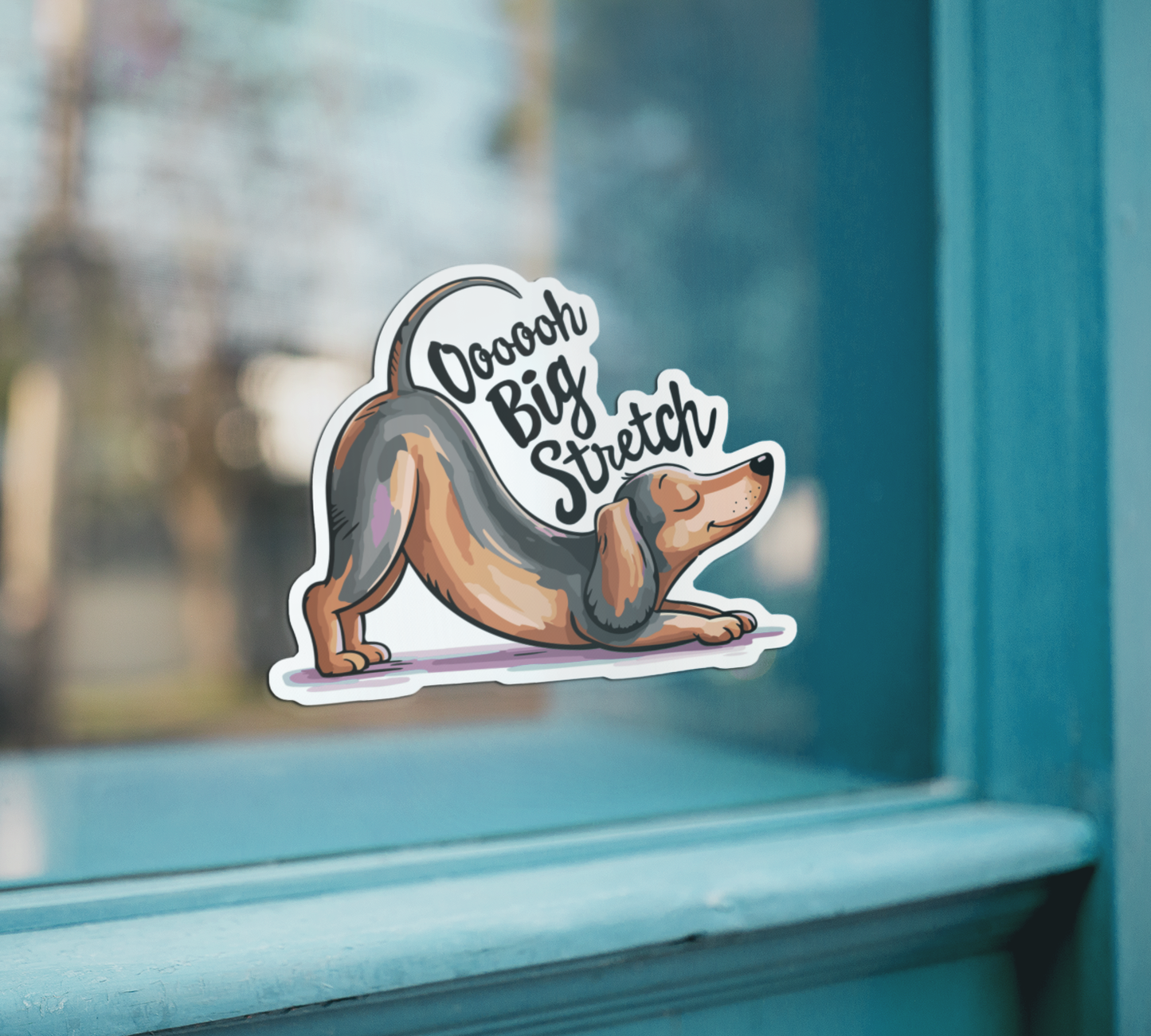 3" Big Stretch Dachshund Sticker - Funny Downward Dog Yoga Wiener Dogs Waterproof Vinyl Decal Stickers