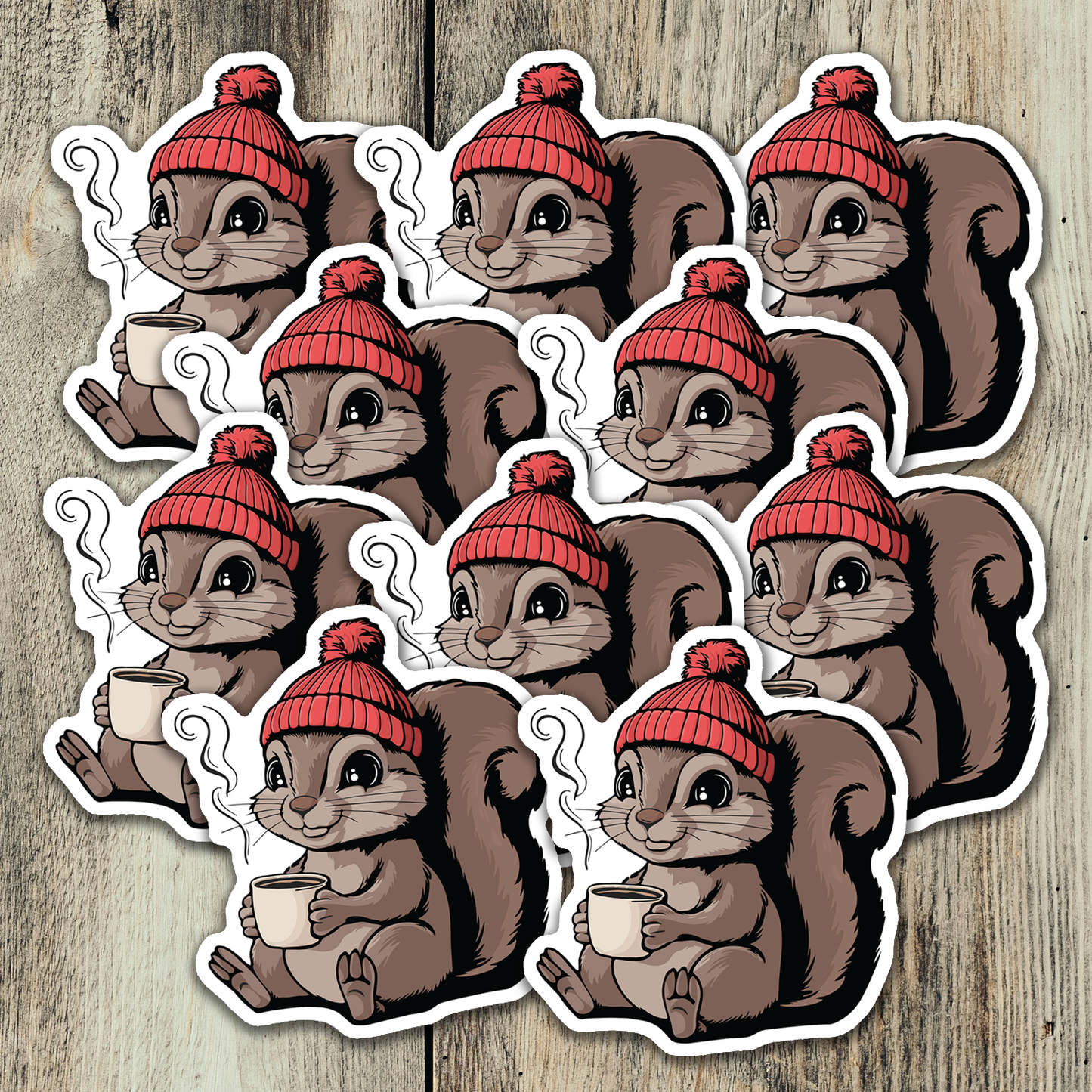 Small 2" Cozy Squirrel Sticker Bundle - Waterproof Decal Stickers Autumn Fall Squirrels