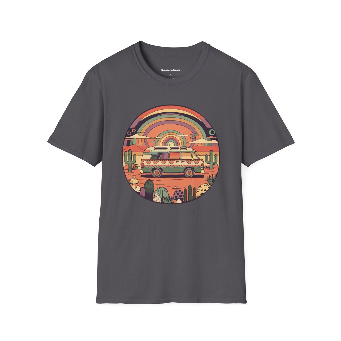 Roadtrippin' In The Desert Soft Style T-shirt - Trippy Vanlife Nomad Travel Unisex Soft Tee