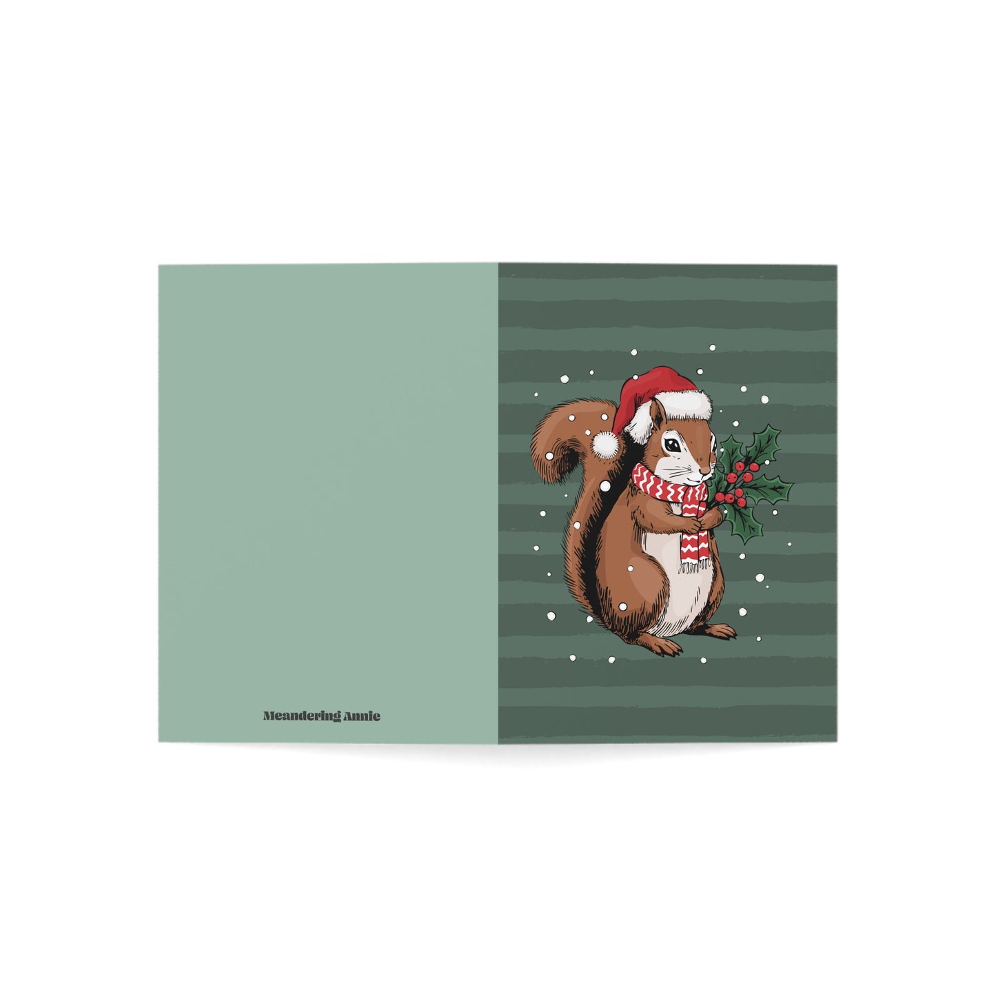 Christmas Squirrel Greeting Cards, Holiday Card 10, 30, 50 Pack + Envelopes Cute Winter Squirrels Artwork