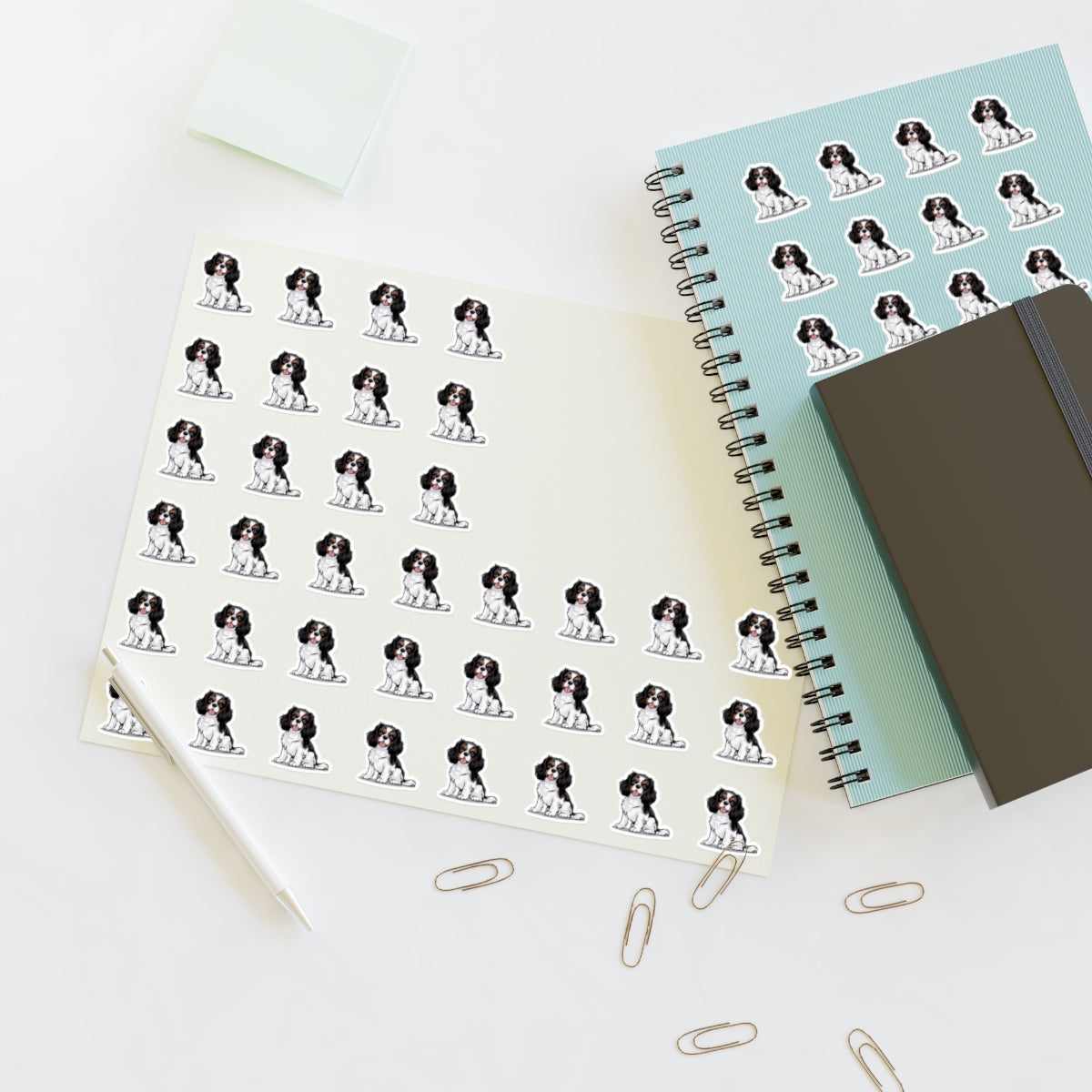 Small 1/2" or 1" Cavalier King Charles Spaniel Dog Sticker Sheets, 24 Stickers Per Sheet - Waterproof, Fade-Resistant Decals
