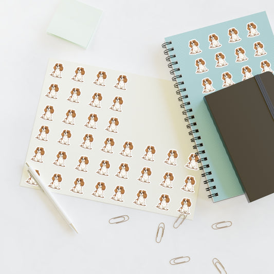 Small 1/2" or 1" Cavalier King Charles Spaniel Dog Sticker Sheets, 24 Stickers Per Sheet - Waterproof, Fade-Resistant Decals