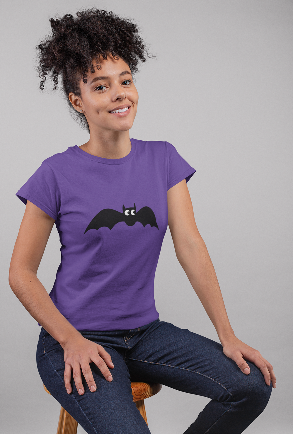 Batty Halloween Bat Women's Fitted T-shirt Spooky Gothic Cotton Tee for Women