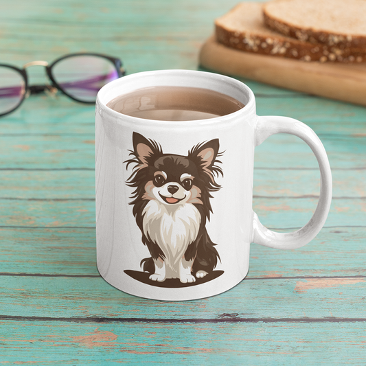 Long Haired Chihuahua Dog Ceramic Coffee Tea Mug 11oz with Puppy Dog Chihuahua Print