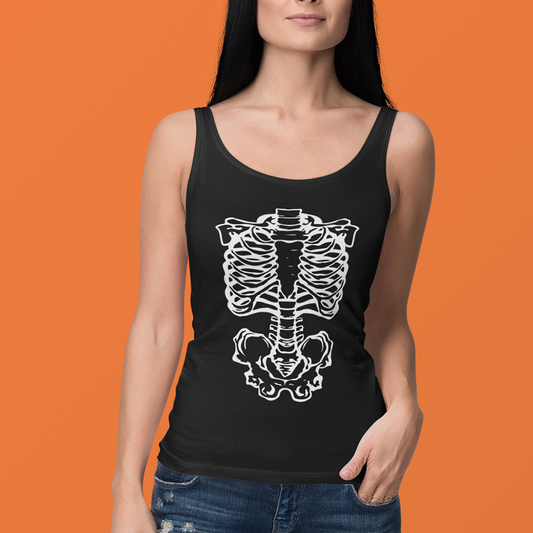 Skeleton Rib Cage Tank Top Women's Ideal Racerback Tank Halloween Goth Sleeveless Top