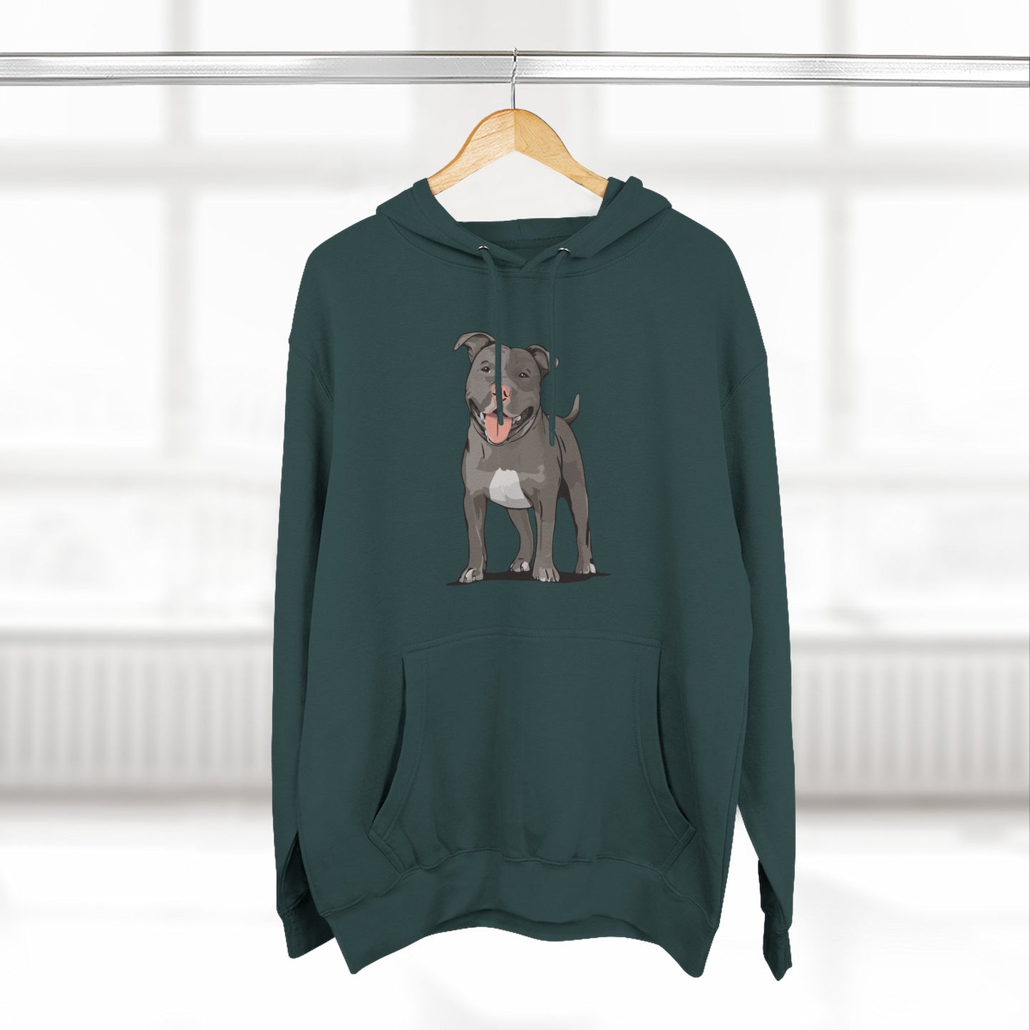 Gray Pitbull Dog Fleece Hoodie, Pit Bull Terrier Dogs Pullover Sweatshirt, Dog Owner Gift, Cozy Puppy Furbaby Hoodies
