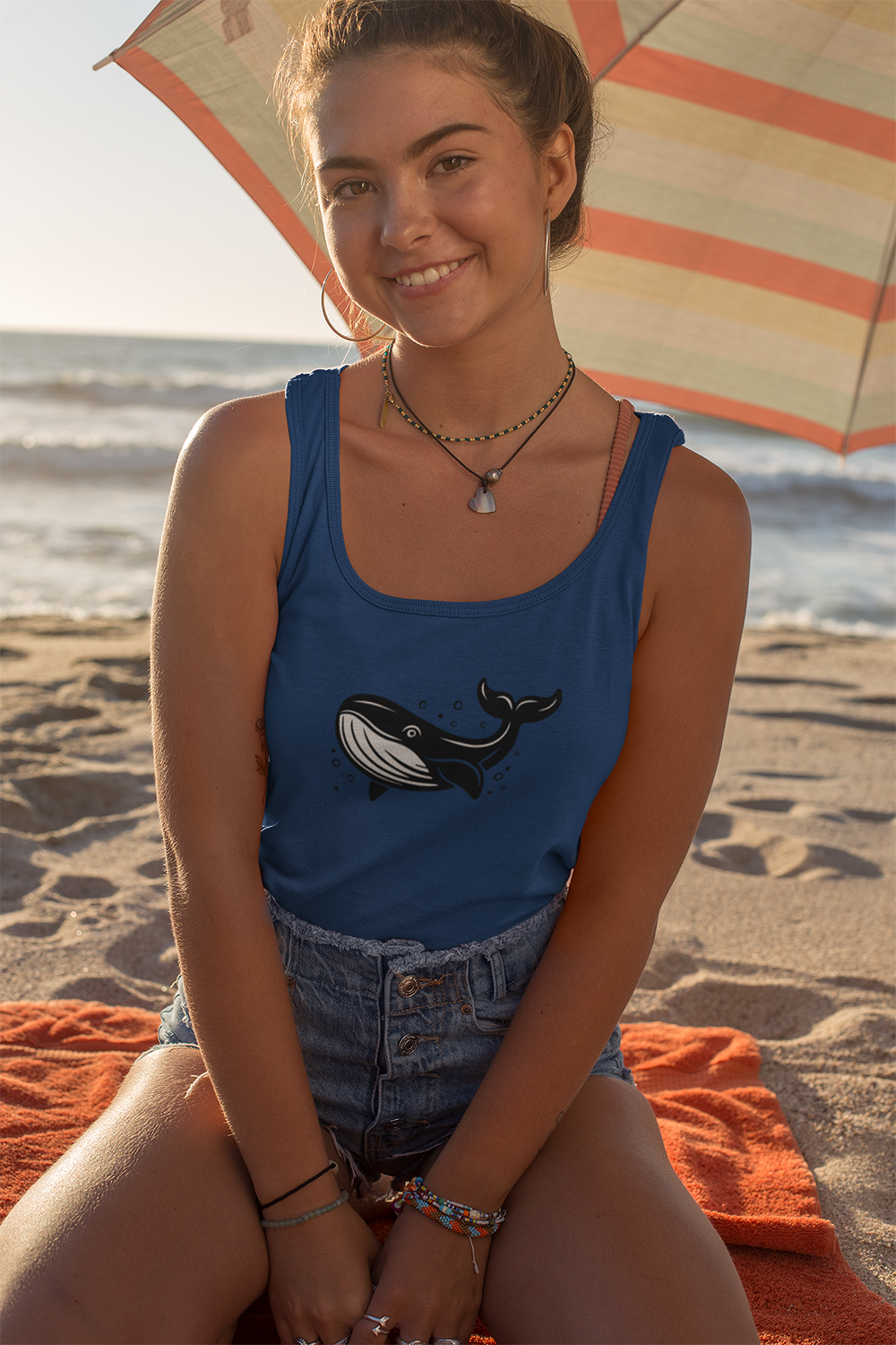 Whale Sea Animal Marine Life Print Tank Top Women's Ideal Racerback Tank Ladies Whale Top