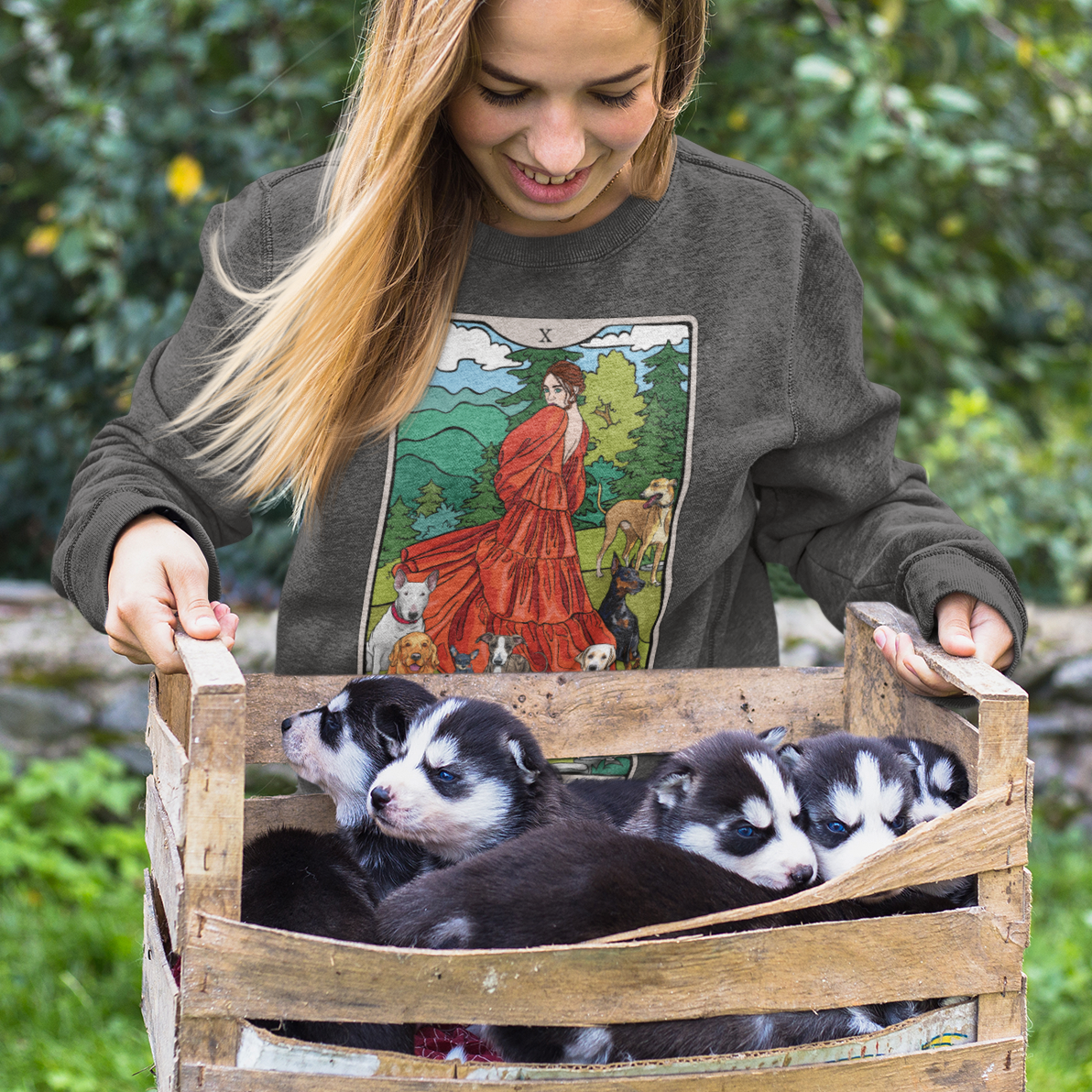 Childless Dog Lady Tarot Card Sweatshirt, Childless Women's Crewneck Sweater, Witchy Dog Lover Long Sleeve Shirt