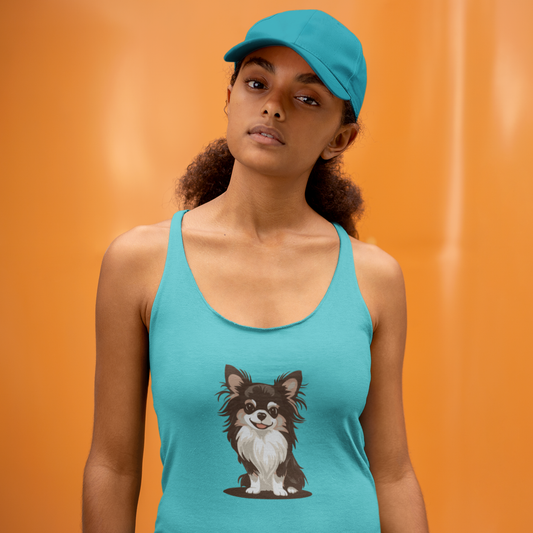 Koda Long Haired Chihuahua Dog Tank Top Women's Tri-Blend Racerback Tank