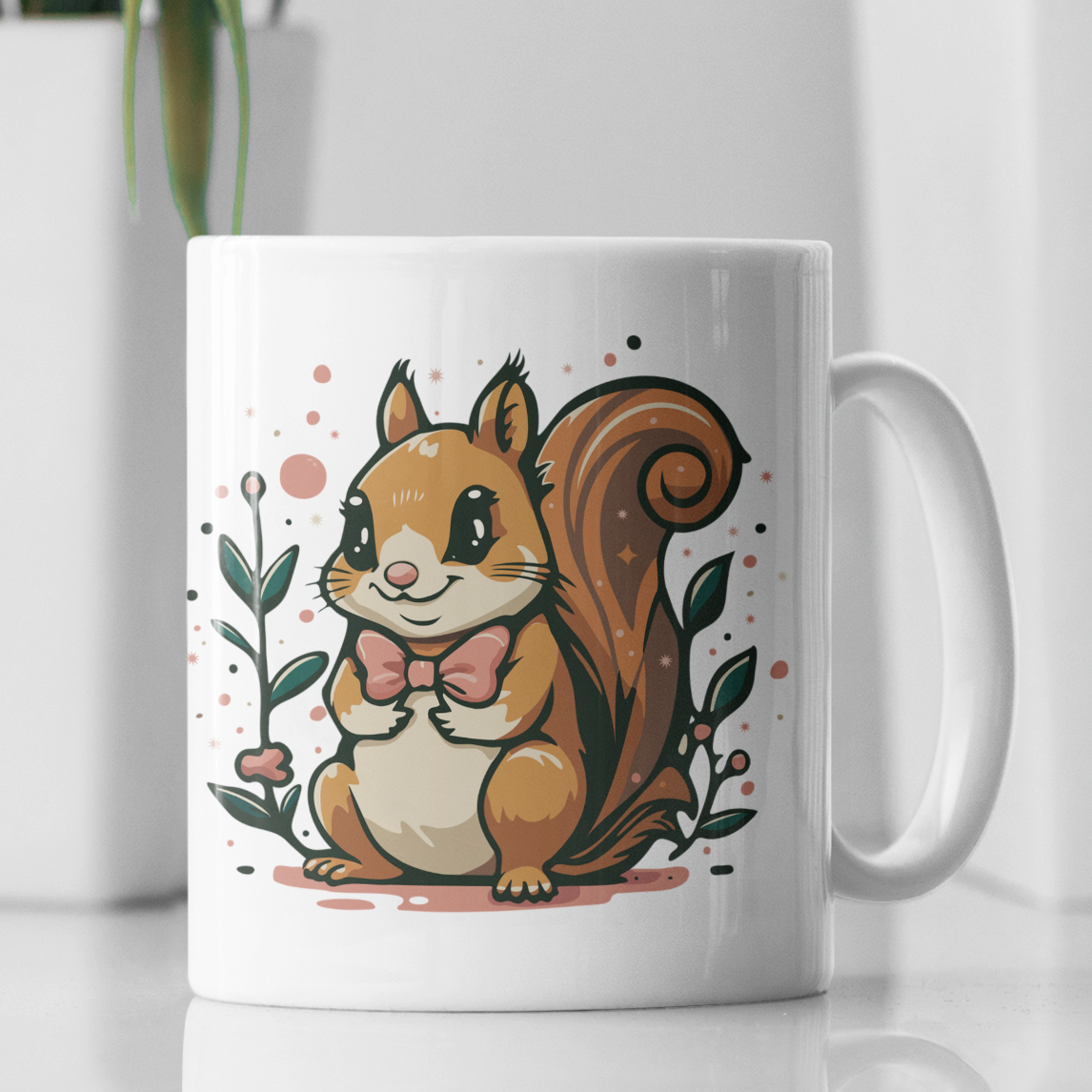 Woodland Squirrel Ceramic Coffee Tea Mug 11oz with Cute Squirrel Print