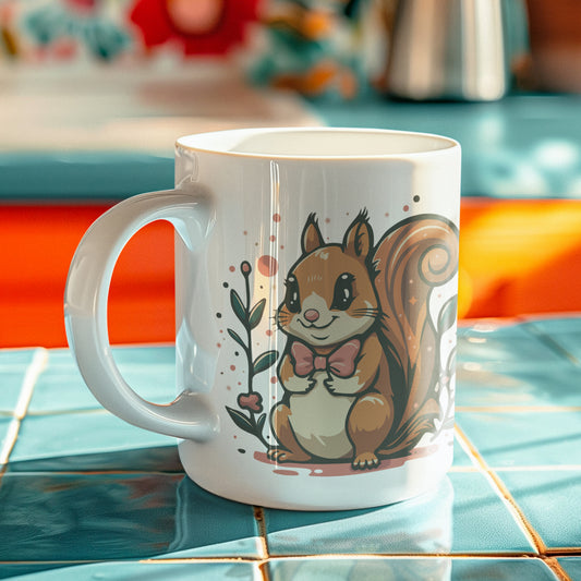 Woodland Squirrel Ceramic Coffee Tea Mug 11oz with Cute Squirrel Print