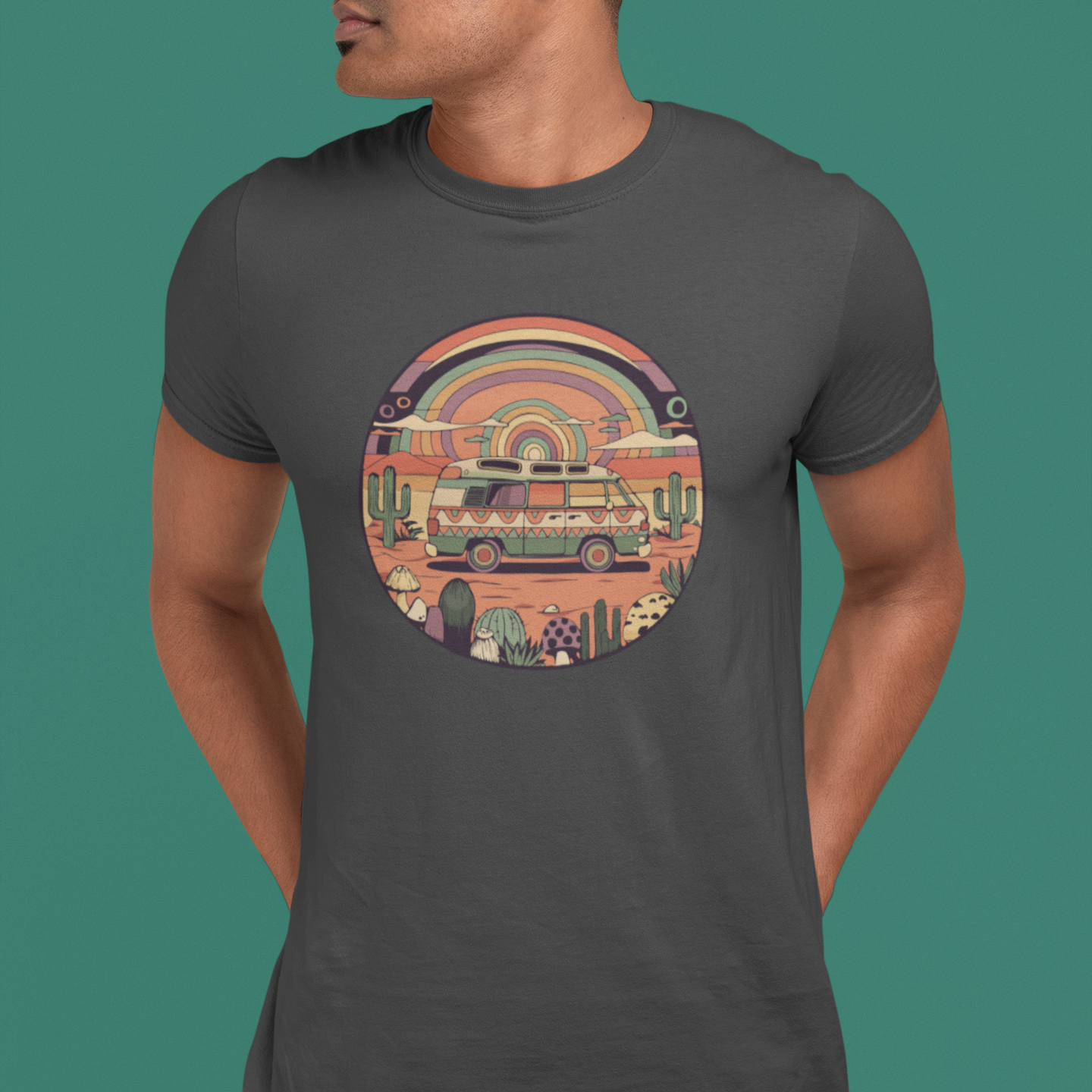 Roadtrippin' In The Desert Soft Style T-shirt - Trippy Vanlife Nomad Travel Unisex Soft Tee