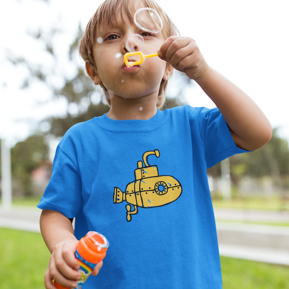 Yellow Submarine Kids T-shirt Youth Children's Cotton Graphic Tee with Submarine Print