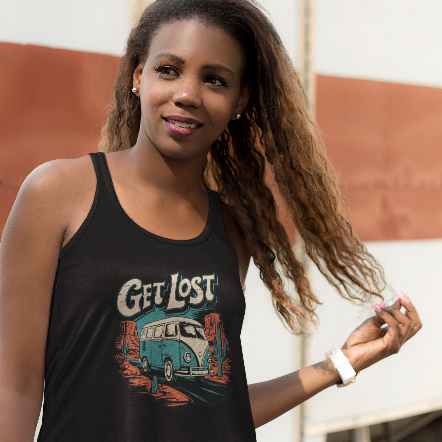 Get Lost Vintage Van Vanlife Utah Arizona Desert Roadtrip Tank Top Women's Ideal Racerback Tank