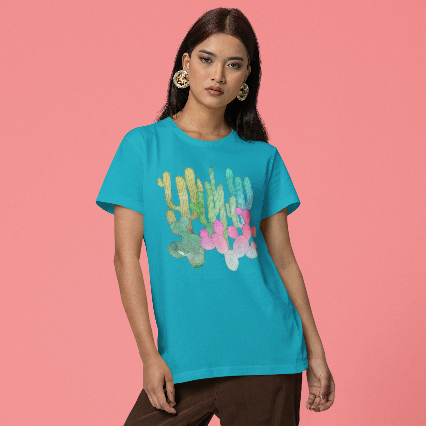 Cactus Garden Soft T-shirt Unisex Softstyle Tee Mens Womens Arizona Desert Shirt with Colorful Cacti Print