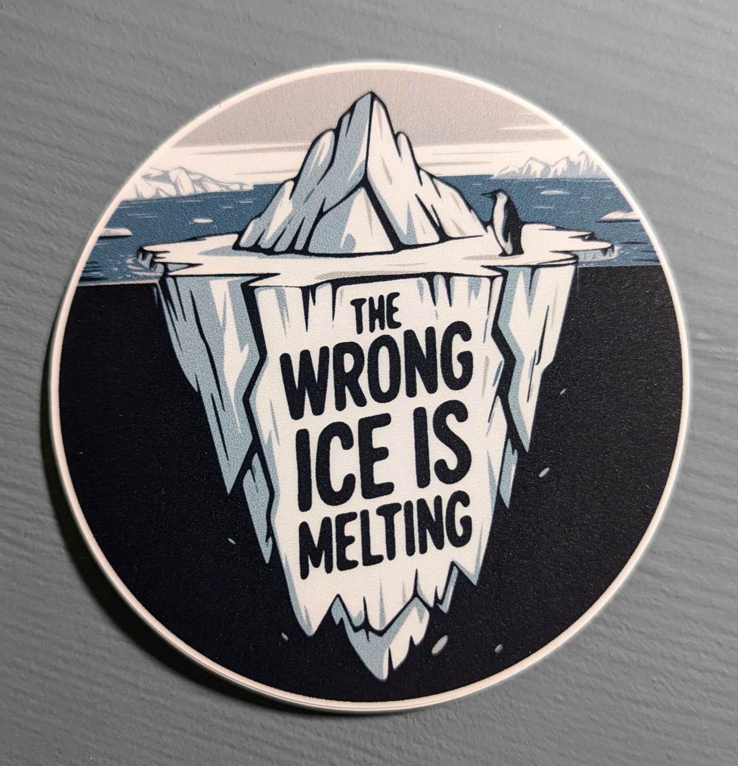 The Wrong ICE Is Melting Sticker - 3.5" Iceberg Penguin Vinyl Decal Stickers Waterproof Outdoor Car, Leftist Political Abolish ICE, Protest