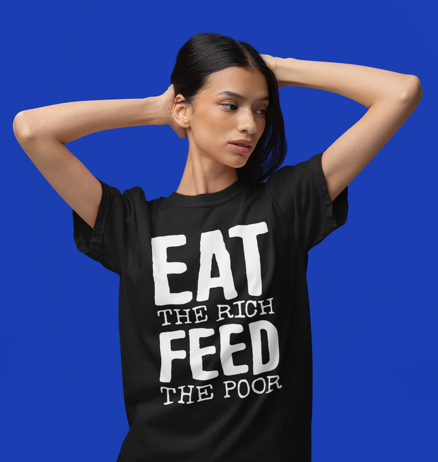Eat The Rich Feed The Poor Cotton T-shirt - Short Sleeve Tee Mens Womens Unisex