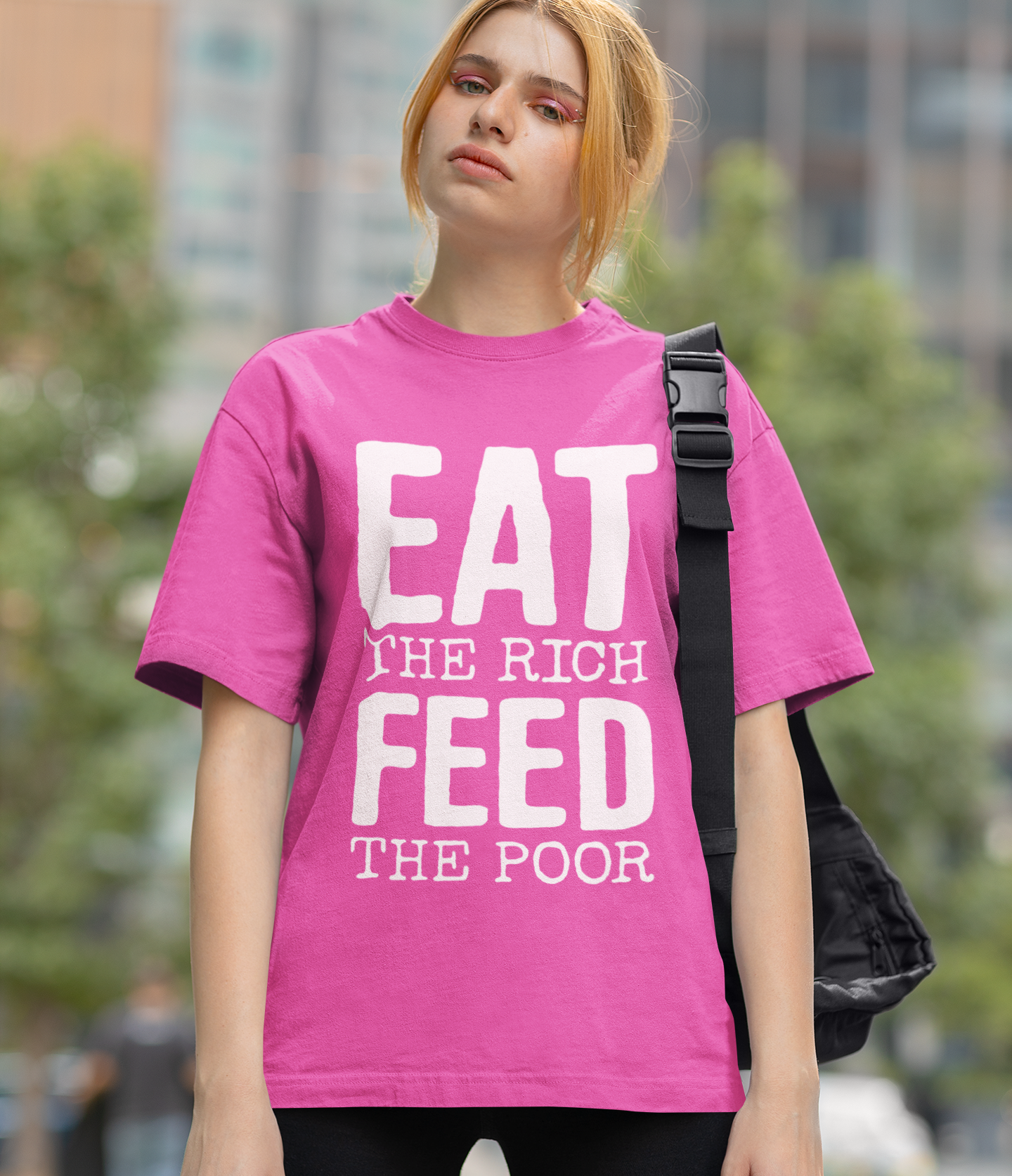 Eat The Rich Feed The Poor Cotton T-shirt - Short Sleeve Tee Mens Womens Unisex