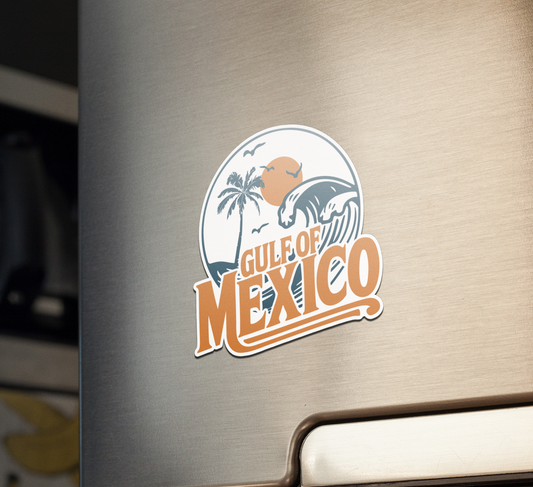 Gulf Of Mexico Retro Travel Magnet - Tropical Ocean Vibes Vacation Destination Gulf Of Mexico Nostalgia Fridge Magnets