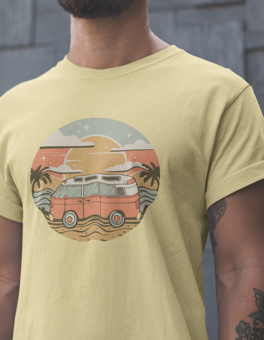 Vintage Van Dreams T-shirt - Vanlife Nomad Campervan Vanlife Beach Coastal Sunset Tee Unisex Mens Womens Cotton Shirt