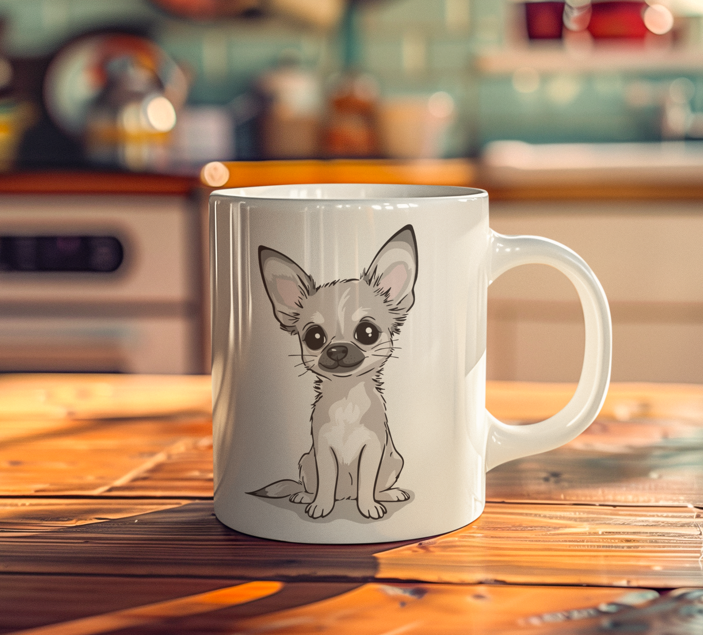 White Chihuahua Puppy Dog Ceramic Coffee Tea Mug 11oz with Cute Chihuahuas Dogs Pet Puppies Coffee Mugs Gifts