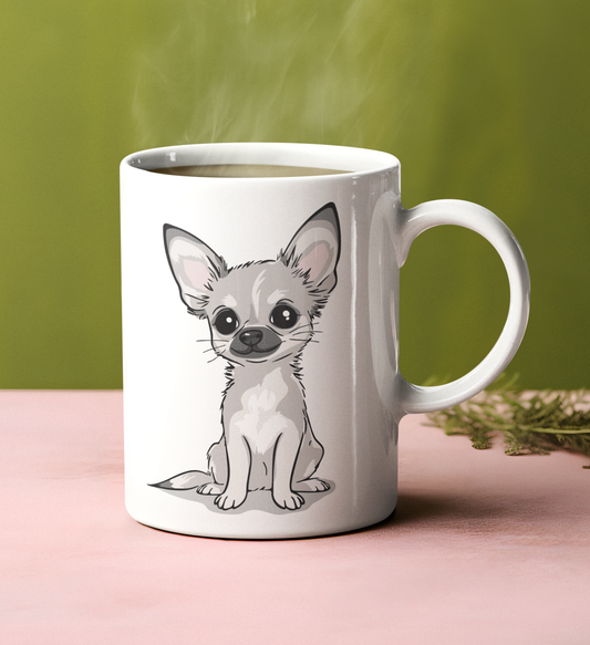 White Chihuahua Puppy Dog Ceramic Coffee Tea Mug 11oz with Cute Chihuahuas Dogs Pet Puppies Coffee Mugs Gifts