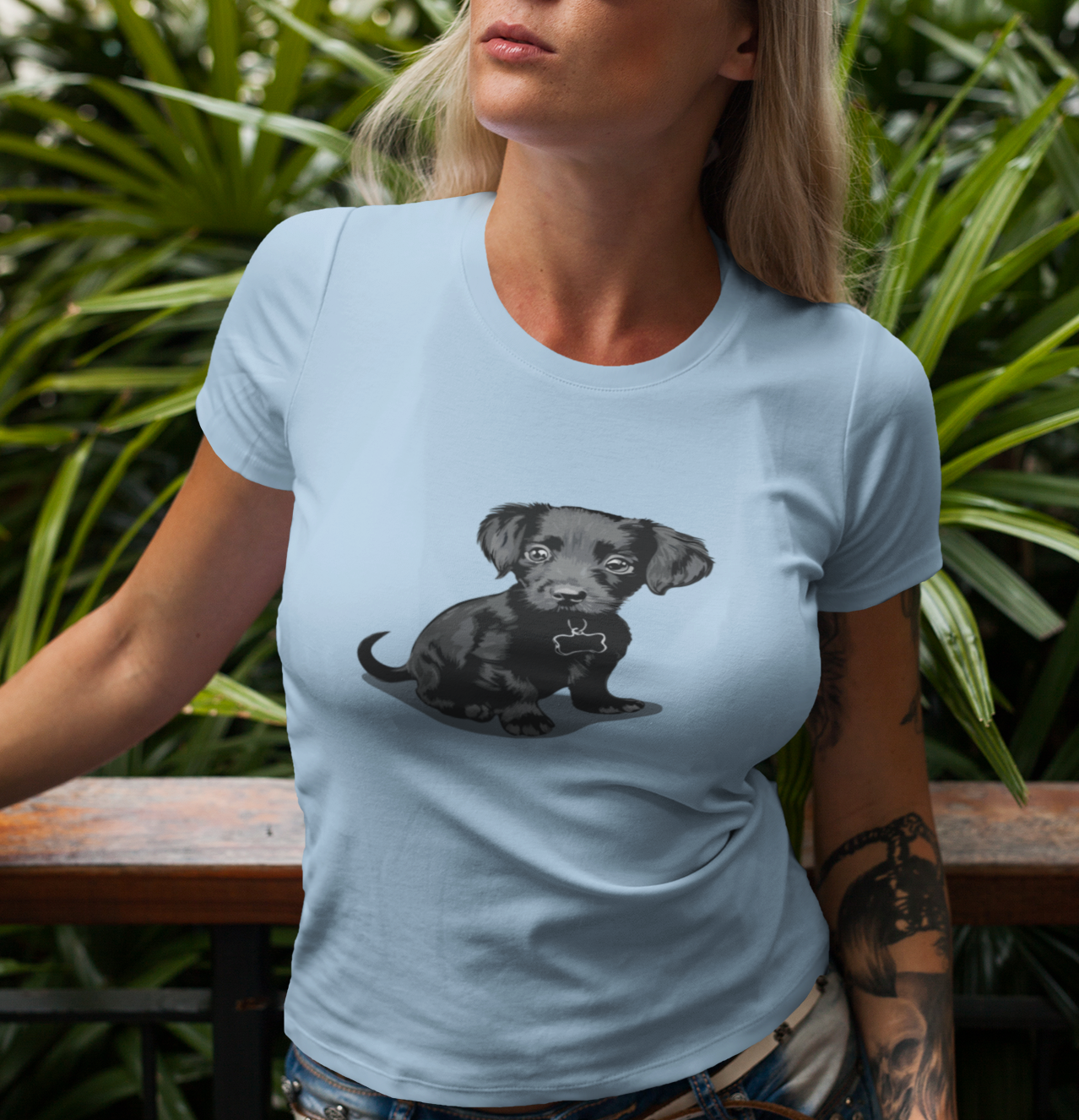 Chiweenie Puppy Dog Women's Semi-Fitted T-Shirt, Chihuahua Dachshund Mix Dogs Tee, Furbaby Pet Owner Gifts, Gift for Dog Moms